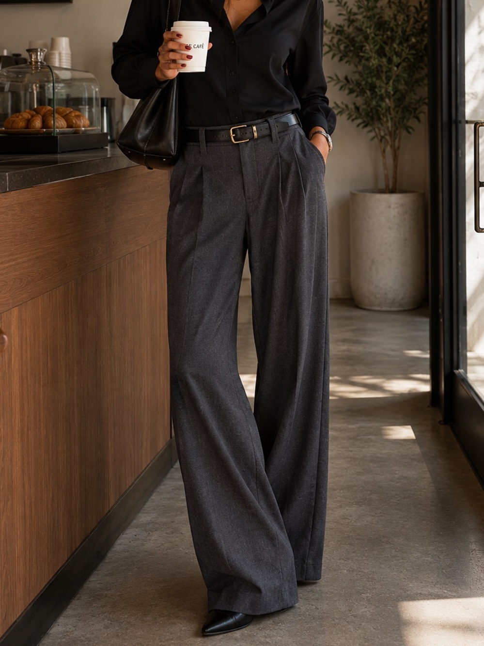 Urban Outfitters Mid Rise Wide Leg Gray Trousers 4